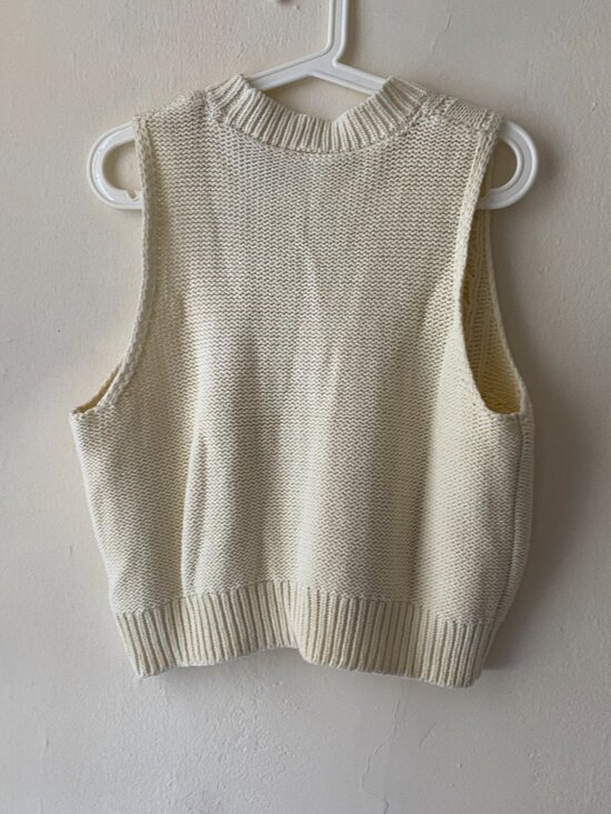 Melrose and Market Ivory Cotton Cable-knit Vest, NWT, L - Picture 2 of 3